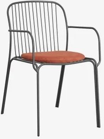 Pack Van 4 Tuinstoelen Met Armleuningen Van Staal Anerina Grijs – Grafiet & Terracota - Sklum