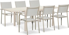 Tuinset 6 personen 140 cm Aluminium Taupe Presto Brentino/Montaro