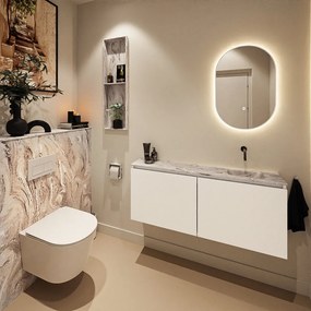 Mondiaz Ture DLux toiletmeubel 120cm talc met wastafel glace rechts zonder kraangat