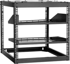 VEVOR 10U open frame netwerkrack, 585 mm diep, wandmontage of staande serverrack, 4-paals constructie, met geventileerde planken en bevestigingsmateriaal, voor alle netwerk-, IT- en AV-apparatuur