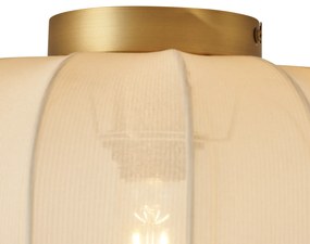 Stoffen Japandi plafondlamp goud met beige kap - PluniJapandi E27 Scandinavisch bol / globe / rond Binnenverlichting Lamp