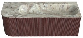 Mondiaz Kurve-dlux 125cm badmeubel ronding links ruby met 1 lade en deur en wastafel big medium kraangat rechts glace