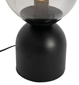Hotel chique tafellamp zwart met smoke glas - Pallon TrendHotel chique E27 bol / globe / rond Binnenverlichting Lamp