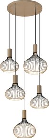 Isabel 5-lichts Hanglamp Zwart Beige