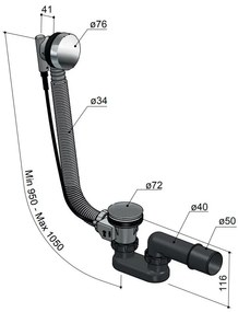 Hotbath Cobber Badafvoer verlengd Gepolijst Messing PVD P032