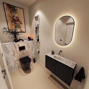 MONDIAZ TURE-DLUX 80cm toiletmeubel Urban. EDEN wastafel Glace positie midden. Zonder kraangat. TUREDX80URBM0GLA