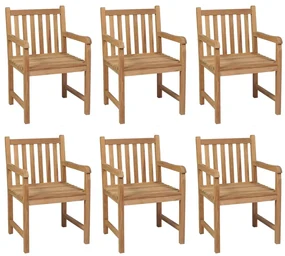 vidaXL Tuinstoelen 6 st met crèmewitte kussens massief teakhout