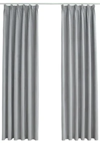 vidaXL Gordijnen verduisterend met haken 2 st 140x225 cm grijs