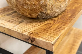 MD Interior Woodz mangohouten badkamermeubel 120cm met 2 rivierstenen waskommen