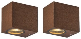 Set van 2 industriële wandlampen roestbruin IP44 - Baleno