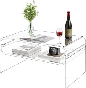 VEVOR Salontafel, bijzettafel, 2-laags salontafel met opbergplank, moderne rechthoekige salontafel van acryl, ideaal voor eetkamer, kookeiland, restaurant, kantoor, 50 x 80 x 38 cm (transparant)