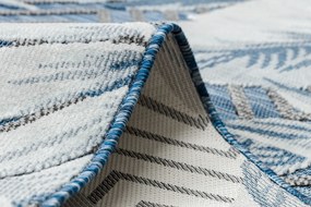 Tapijt Structural BOTANIC 65242 Veren, zigzag, plat geweven op het balkon, terras - donkerblauw