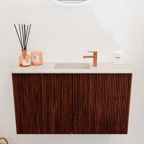 Mondiaz Joya DLux 70cm toiletmeubel ruby met wastafel faye midden 1 kraangat meli