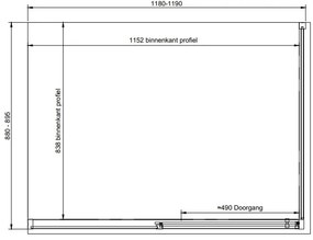 van Rijn ST06 douchecabine met 120cm softclose deur en rookglas matzwart 120x90cm