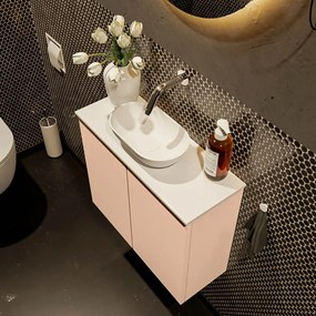 Mondiaz Fowy toiletmeubel 60cm rosee met witte waskom midden zonder kraangat