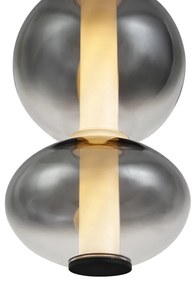 Art Deco hanglamp zwart met smoke en helder glas 5-lichts incl. LED - Lizzy