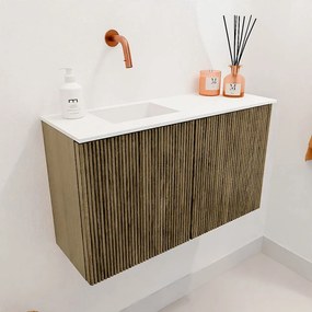 Mondiaz Joya 70cm toiletmeubel dusk met wastafel faye links zonder kraangat talc
