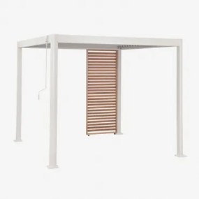 Bioclimatische Aluminiumpergola Met Lamellen En Druvia-paneel Gardenia Wit - Kastanjehout Bruin & Pergola Van 3x3 M Met 1 Paneel Van 90,5 Cm - Sklum