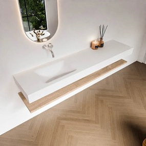 Zaro Alan badmeubel 190cm met planchet washed oak en vrijhangende wastafel cloud links zonder kraangat talc