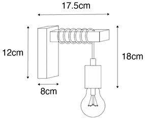 Industriële wandlamp staal met bruin - Gallow