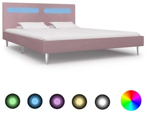 vidaXL Bedframe met LED stof roze 160x200 cm