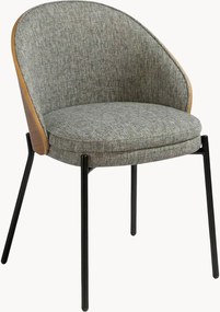 Gestoffeerde stoelen Luca met houten rugleuning, set van 2
