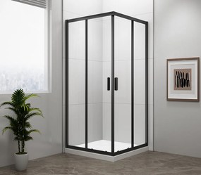 Polysan Easy Black vierkante douchecabine 80x80cm zwart mat