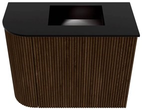 Mondiaz Joya 50cm toiletmeubel ronding links walnut met wastafel faye rechts zonder kraangat urban