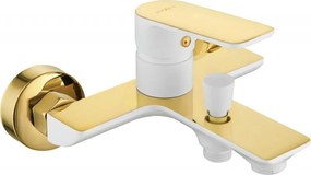 Mexen Alfa badkraan, wit/goud - 745730-25
