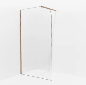 Fortifura Galeria Inloopdouche - 120x200cm - afgeronde glaswand - helder glas - wandarm - geborsteld koper (Koper) SW1245011/SW876702