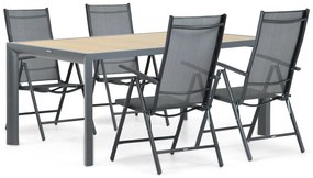 Tuinset 4 personen 180 cm Aluminium/textileen Grijs Domani Furniture Carino/Borello