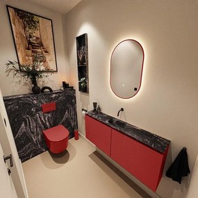 MONDIAZ TURE-DLUX 120cm toiletmeubel Fire. EDEN wastafel Lava positie midden. Zonder kraangat. TUREDX120FIRM0LAV