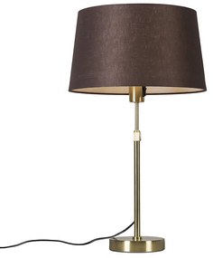 Tafellamp goud/messing met kap bruin 35 cm verstelbaar - Parte