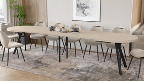 Mazzoni EXPANSO Kasjmier / zwarte poten - OVALE UITSCHUIFTAFEL 160-360 cm VOOR 16-18 PERSONEN