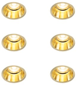 Set van 6 Moderne inbouwspot goud - Dept