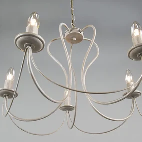 Eettafel / Eetkamer Klassieke kroonluchter taupe met wit - Como 5 Landelijk / Rustiek E14 rond Binnenverlichting Lamp