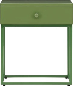 Metalen Nachtkastje Met Lade Groen - 41x41x50cm.