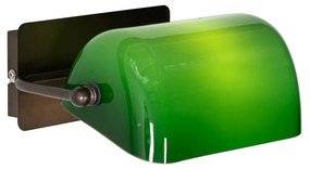 Klassieke notaris wandlamp donkerbrons met groen glas - Banker