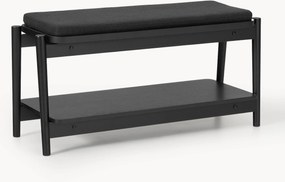 Gestoffeerde houten bank Libby met schoenenrek