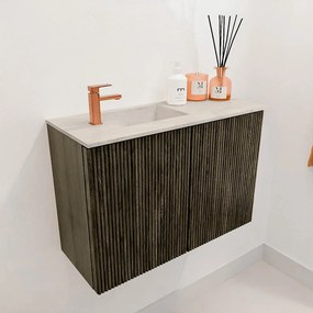 Mondiaz Joya DLux 60cm toiletmeubel shadow met wastafel faye links 1 kraangat ostra