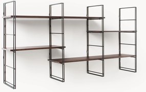 Metalen wandrek Tayo met mangohouten planken
