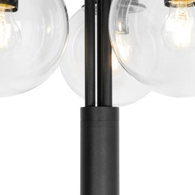 Buitenlamp Lantaarn zwart met helder glas 200 cm 3-lichts IP44 - Sfera Modern E27 IP44 Buitenverlichting