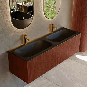 Mondiaz Kurve 140cm badmeubel ruby met 2 lades en wastafel big small dubbel 2 kraangaten urban