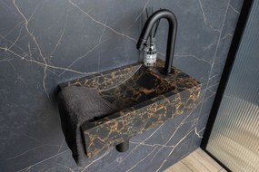Saniclear Athens Portoro Gold fonteinset met gebogen kraan in mat zwart