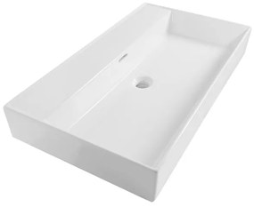 Brauer Lunar meubelwastafel - 81x13x46.5cm - met overloop - 1 wasbak - 0 kraangaten - keramiek - glans wit WT-LU800HW