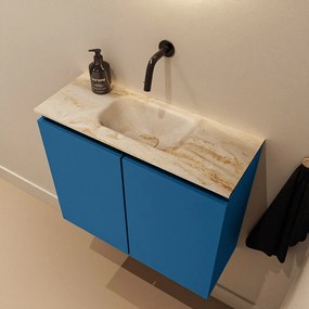 Mondiaz Ture DLux toiletmeubel 60cm jeans met wastafel frappe midden zonder kraangat