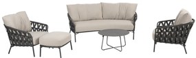 Albareto stoel bank organische loungeset 5 delig antraciet rope Taste 4SO