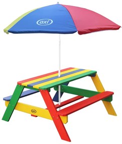 AXI Kinderpicknicktafel Nick met parasol regenboogkleurig