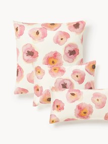 Katoensatijnen kussenhoes Fiorella met bloemenprint