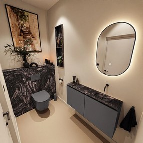 Mondiaz Ture DLux toiletmeubel 100cm dark grey met wastafel lava rechts zonder kraangat